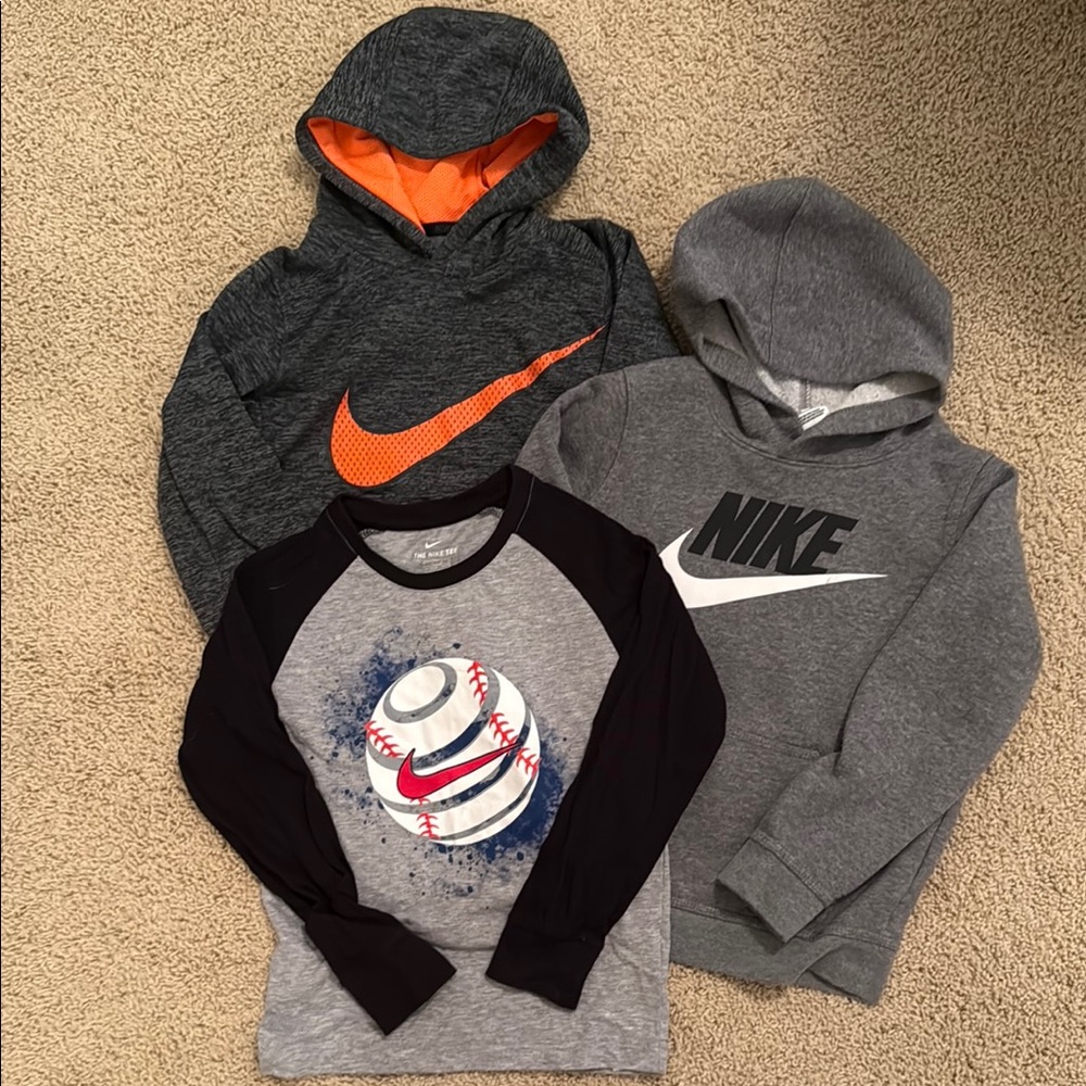 Nike Kids' Hoodies and Long Sleeve Baseball Tee Bundle
